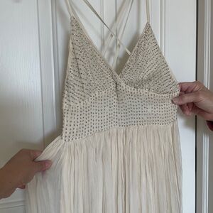 Free People Cream Backless Dress with Studded Detail
